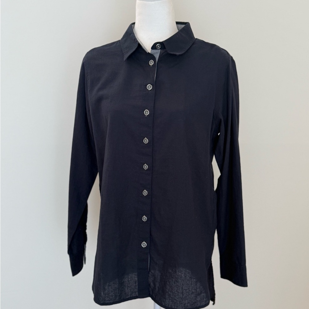 NEW Navy Button-Up Linen Shirt
